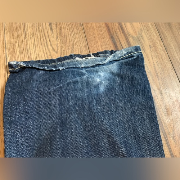 MEK Distressed Denim with Leather Back Pockets Size 36/34 - Picture 6 of 10